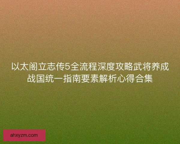 以太阁立志传5全流程深度攻略武将养成战国统一指南要素解析心得合集