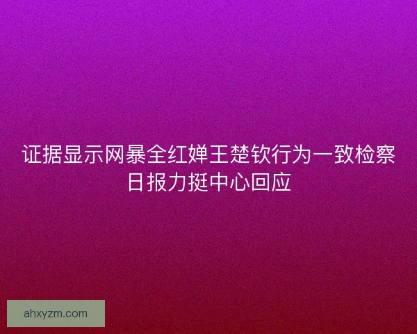 证据显示网暴全红婵王楚钦行为一致检察日报力挺中心回应