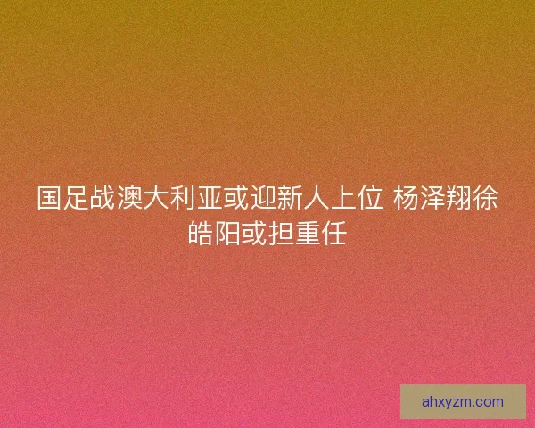 国足战澳大利亚或迎新人上位 杨泽翔徐皓阳或担重任