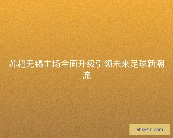 苏超无锡主场全面升级引领未来足球新潮流