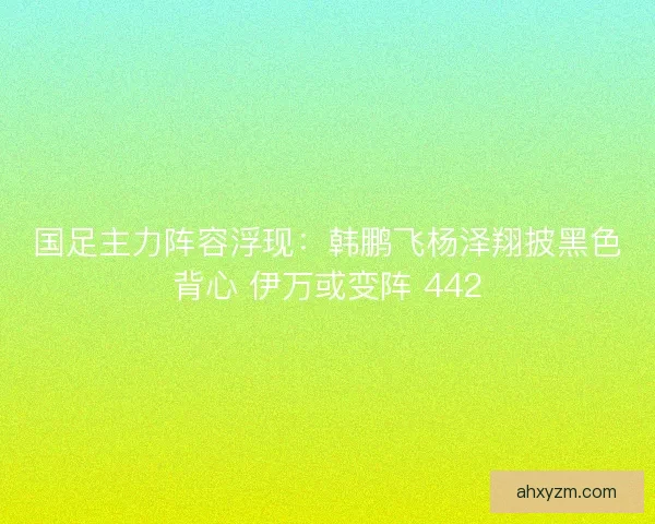 国足主力阵容浮现：韩鹏飞杨泽翔披黑色背心 伊万或变阵 442
